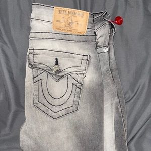 Grey and Black True Religion Jeans